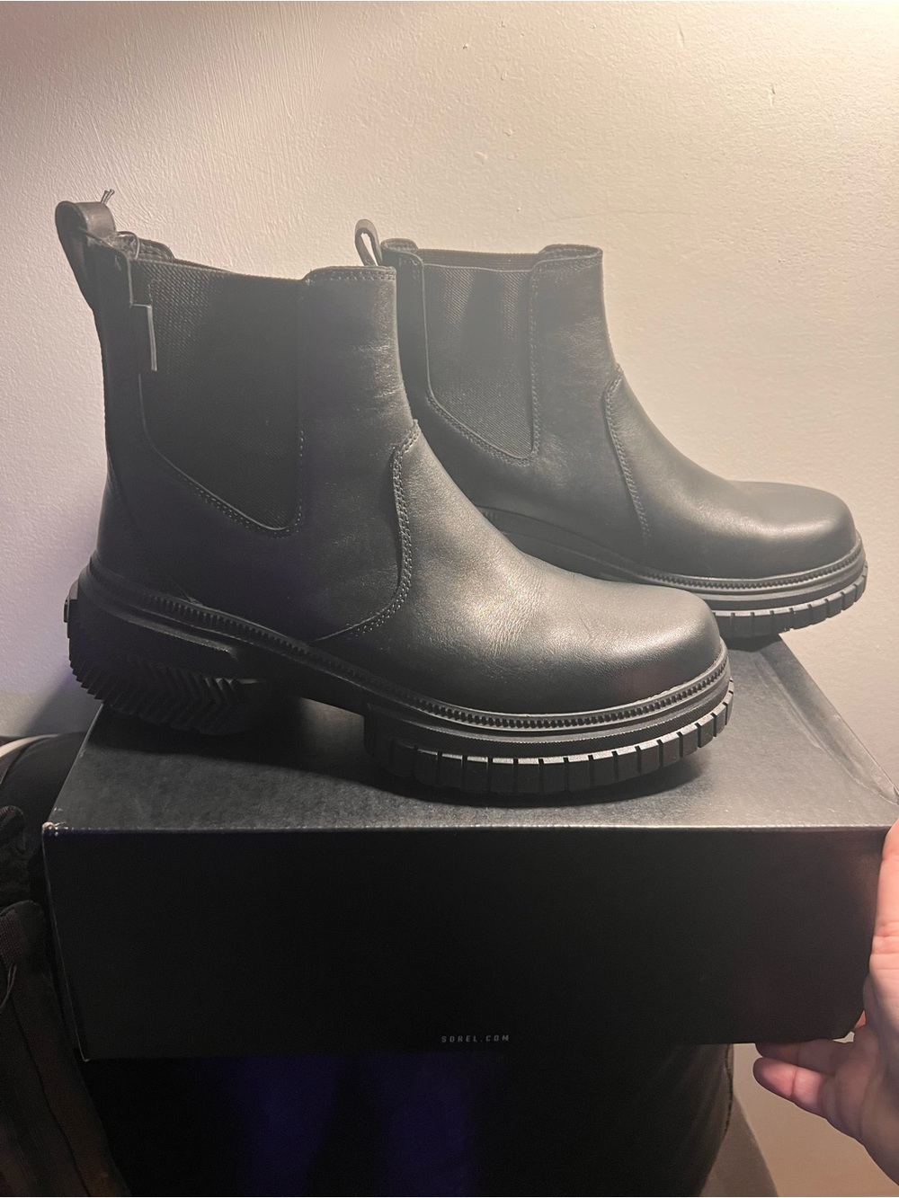 Sorel Black Chelsea Lug Ankle Boots